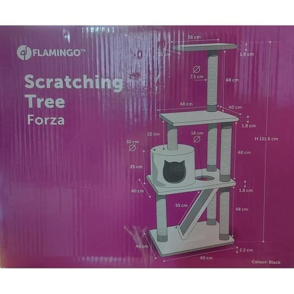 Kattträd FORZA svart. 60 x 40 x 151,5 cm hög. -Flamingo Pet Products 45,000000