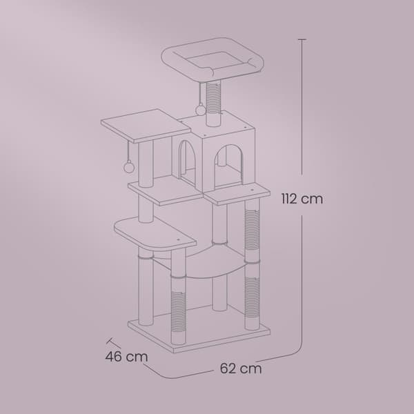 Cat Tree - Scratching Post med hule, hængekøje og 4 skrabe stolper - flere etager
