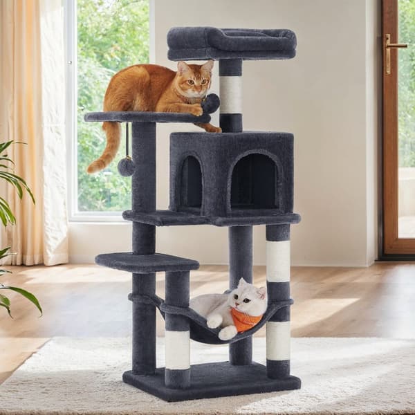 Cat Tree - Scratching Post med hule, hængekøje og 4 skrabe stolper - flere etager