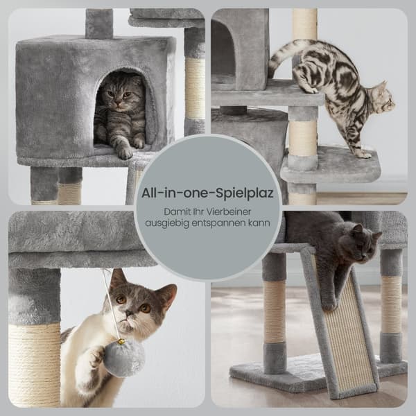 Cat Tree - Compact Scratching Furniture 115 cm - För flera katter - Grå