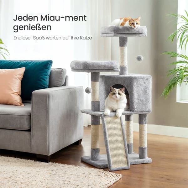 Cat Tree - Compact Scratching Furniture 115 cm - För flera katter - Grå