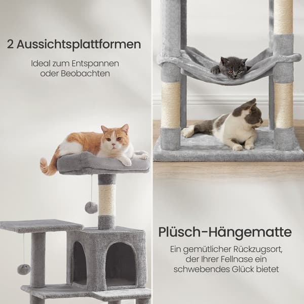 Scratching Post - Cat Scratching Post 143 cm - Flere etager - Grå