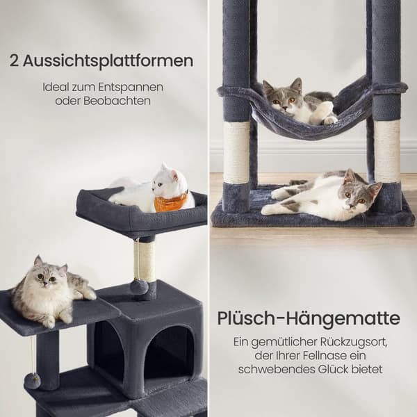 Scratching Post - Cat Scratching Post 143 cm - Flere etager - Grå