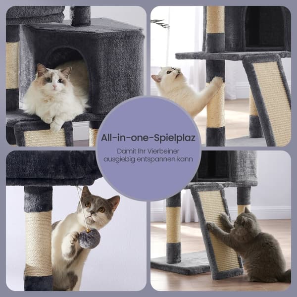 Cat Tree - Compact Scratching Furniture 115 cm - For flere katte - Grå