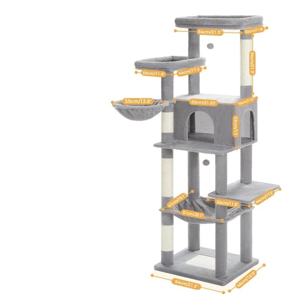 Multi-Level Katte Træ, Rummelig Hængekøje, Holdbar Konstruktion,L, AMT0305GY
