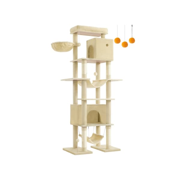 Kissojen raapimapuu, Feandrea Kissapuu XXL, 78x48x201 cm, Beige
