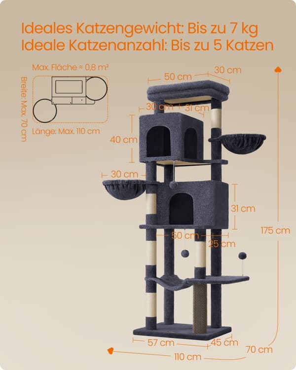 Kradsetræ, Feandrea, 57x45x175 cm, Duegrå.