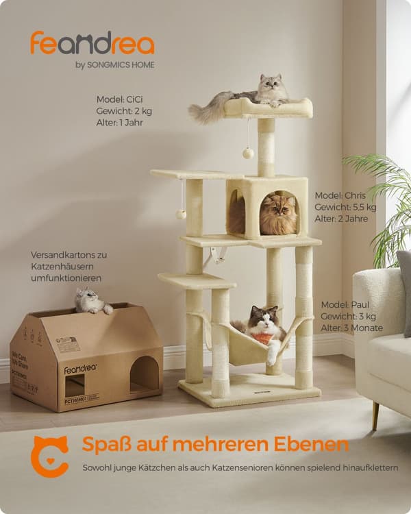 Kradsetræ, Feandrea, 55x45x143 cm, Lysegrå, Beige