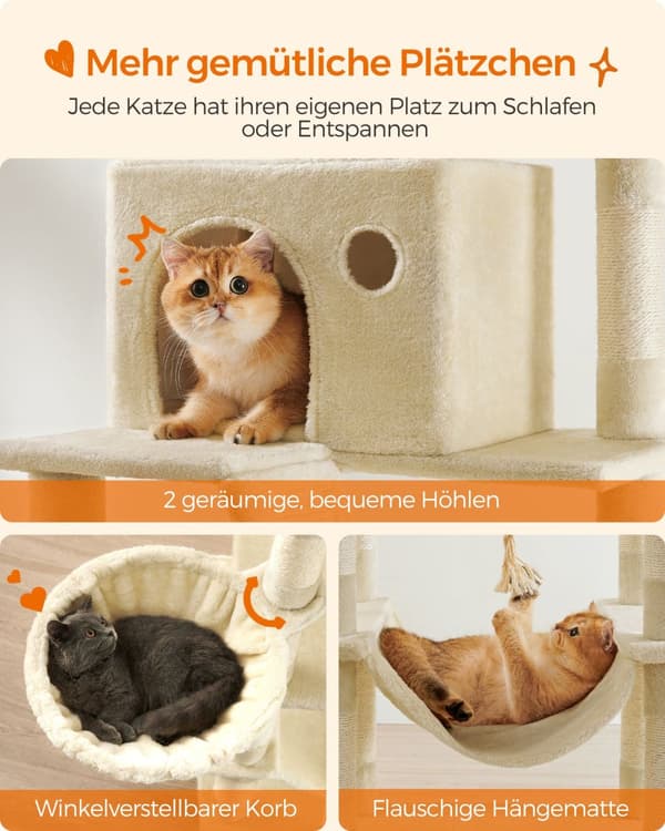 Kratztræ, Feandrea, XL-Kattetræ, 206 cm, Beige