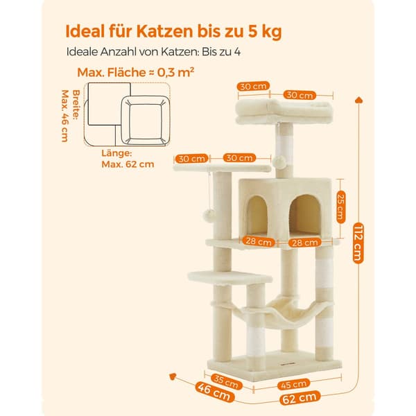 Kissapuuro, Feandrea, 45x35x112 cm, Beige