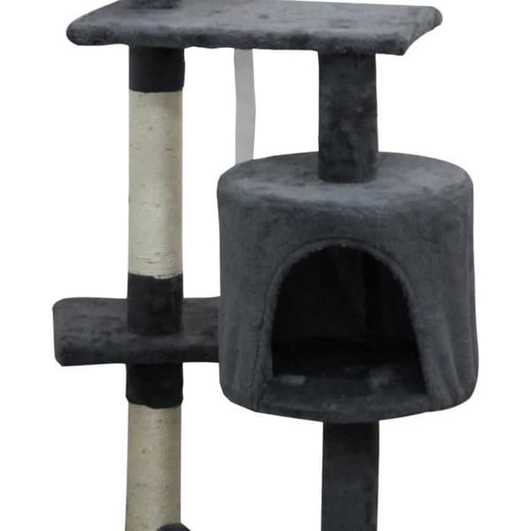JASPER Grå kattträd 40 x 40 x 114 cm - 3 plattformar, 1 nisch, skrapstolpar
