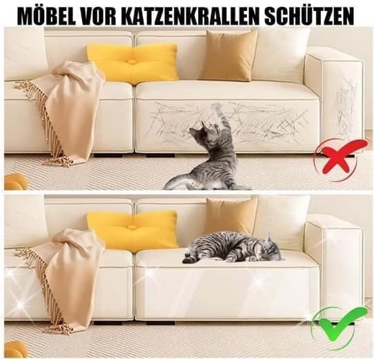 Möbelskydd för katt och hund, transparent soffskydd mot klösmärken