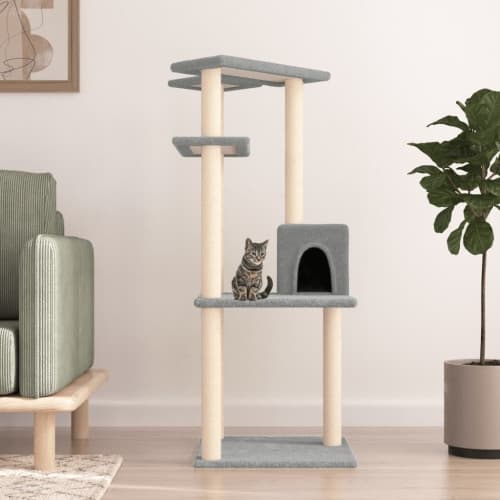 Klösträd med sisalpelare ljusgrå 123 cm
