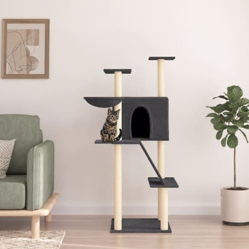 Klösträd med sisalpelare mörkgrå 143 cm