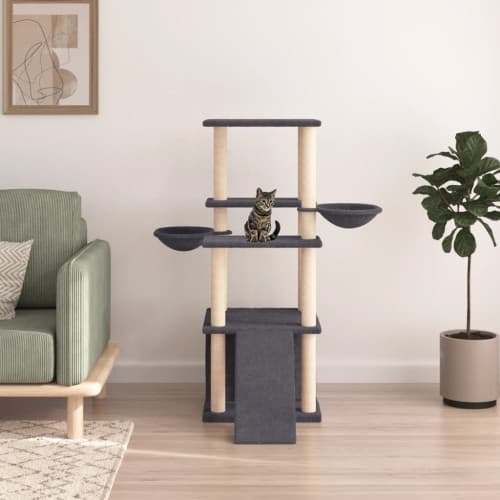 Klösträd med sisalpelare mörkgrå 133 cm