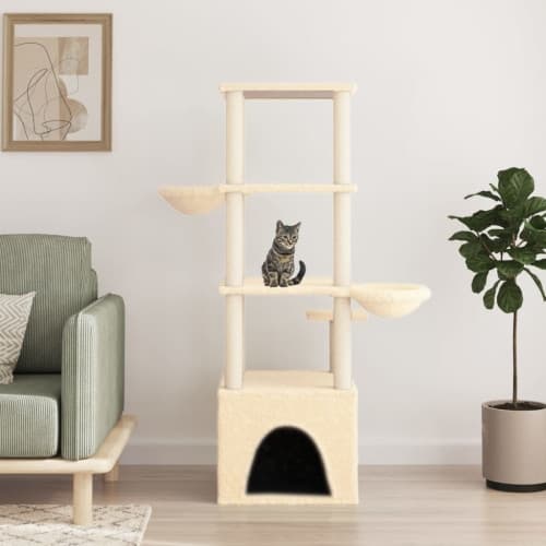 Klösträd med sisalpelare gräddvit 147 cm