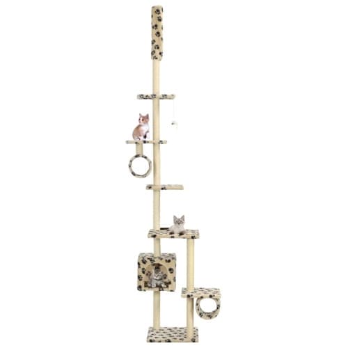Klösträd med sisalpelare 260 cm tassavtryck beige