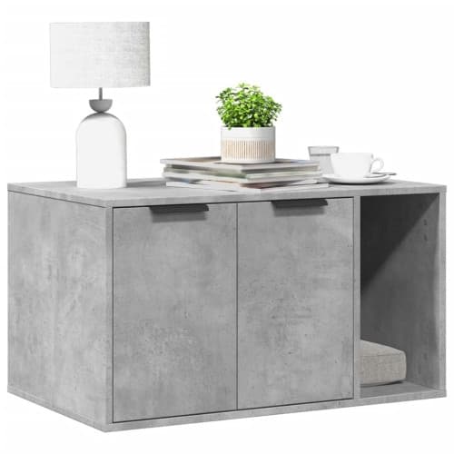 Skåp för kattlåda betonggrå 80x50x45 cm konstruerat trä