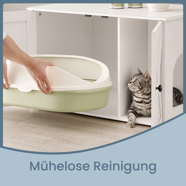 Kattenhuis, kattenbakkast met uitneembare scheidingswand, bijzettafel