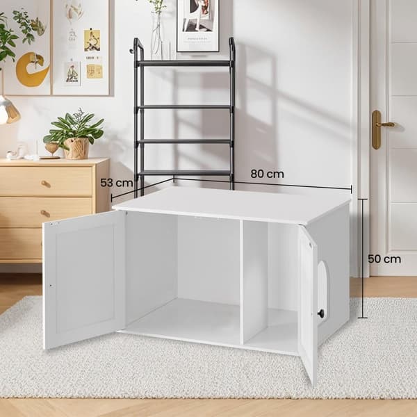 Kattenhuis, kattenbakkast met uitneembare scheidingswand, bijzettafel