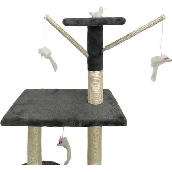 JIPSY Mörkgrå kattträd 79 x 34 x 138 cm - 3 plattformar, 1 sittplats, 1 koja, 1 trappa, klöspållar