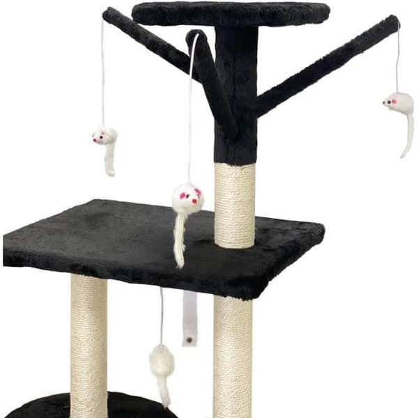 JIPSY Black Cat Tree 79 x 34 x 138 cm - 3 plattformar, 1 abborre, 1 kennel, 1 trappa, skrapstolpar