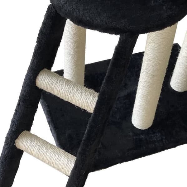 JIPSY Black Cat Tree 79 x 34 x 138 cm - 3 plattformar, 1 abborre, 1 kennel, 1 trappa, skrapstolpar