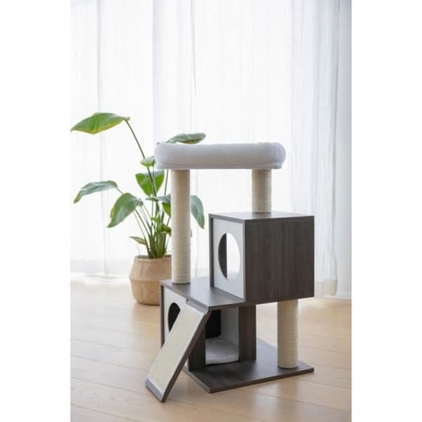 KERBL - Kattträd FLAIR - 48x44x86cm - Vit/grå - Sisal