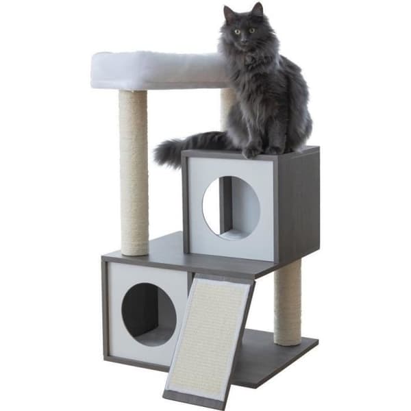 KERBL - Kattträd FLAIR - 48x44x86cm - Vit/grå - Sisal