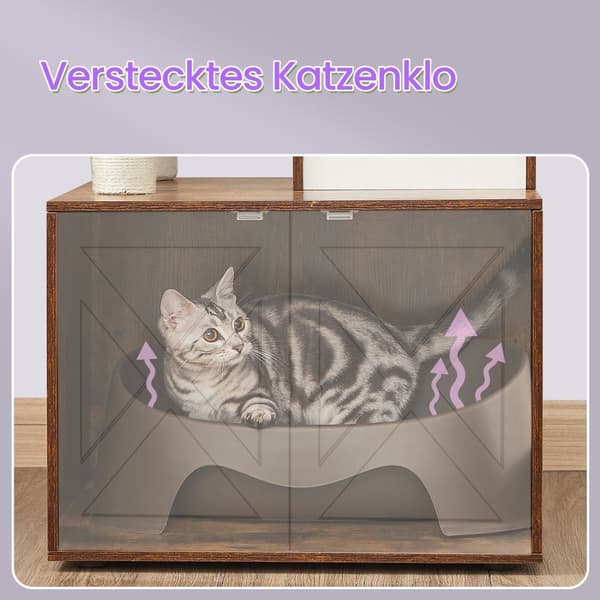 Klösträd med katttoalett, Feandrea PCT113X01, 57.5x50x140 cm, Brun