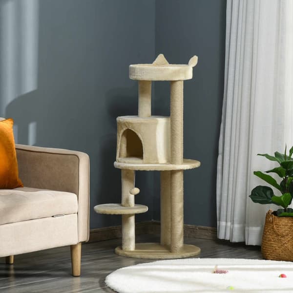 Rootz Cat Tree Multi -Scratch Furniture - Cat Tower - Pet Playhouse - Hållbara plattformar - Ø 48 x 104H cm - Brown