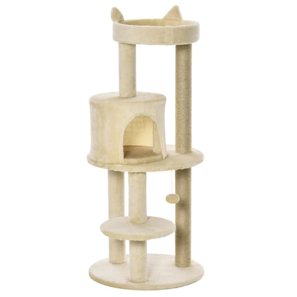 Rootz Cat Tree Multi -Scratch Furniture - Cat Tower - Pet Playhouse - Hållbara plattformar - Ø 48 x 104H cm - Brown