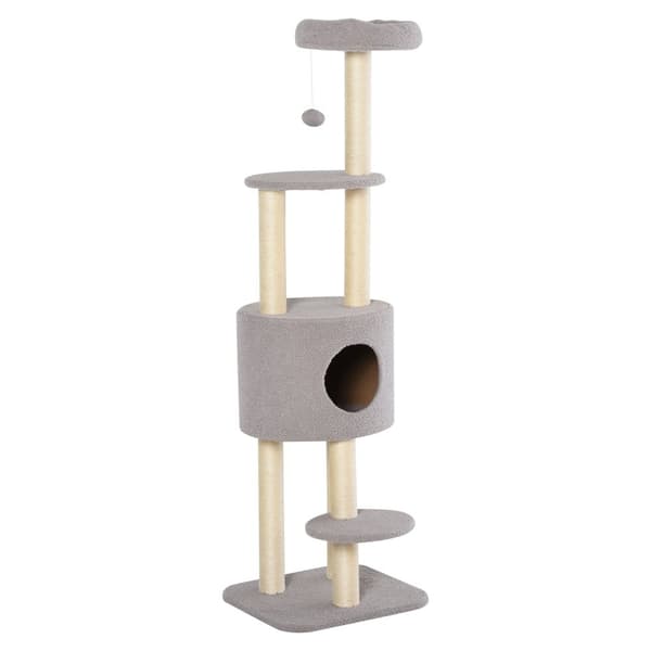 Rootz Cat Scratching Post With Cave - Sisal Tree - Feline Playground - skyddar möbler - 45x40x148cm