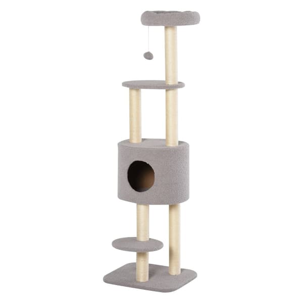 Rootz Cat Scratching Post With Cave - Sisal Tree - Feline Playground - skyddar möbler - 45x40x148cm