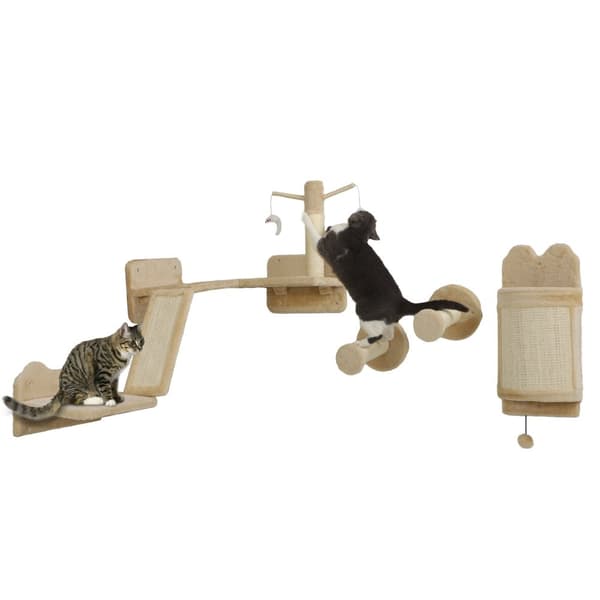 Rootz Cat Wall -hylder - kattemøbler - Klatringsvæg - Rumbesparende design - 110 cm x 56 cm x 73 cm - Holder katte aktive og glade