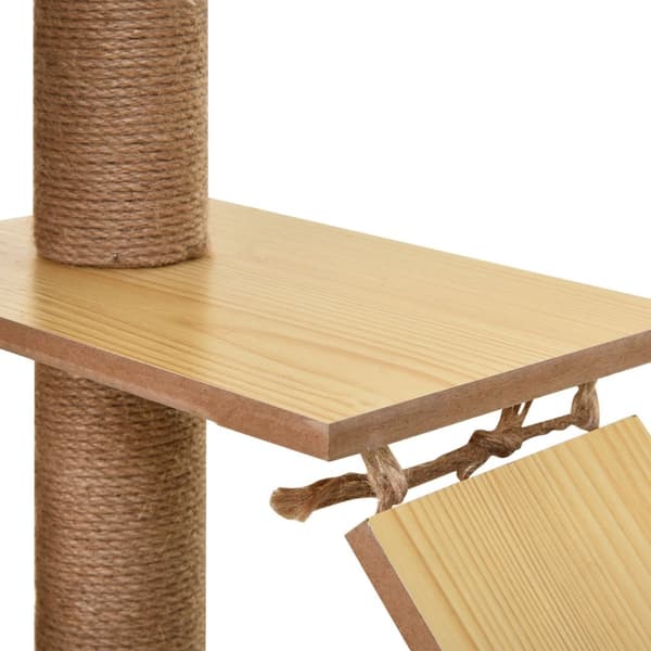 Rootz Contemporary Cat Tree - Scratch Boards - Nature -Sisal - Plush Comfort - 60 cm x 40 cm x 130 cm