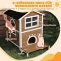 Pikkukuva 5 / 10: Rootz Outdoor Cat House - Säänkestävä kissansuoja - 2 tarinan kissan koti - irrotettava lattia - 66x66x90cm