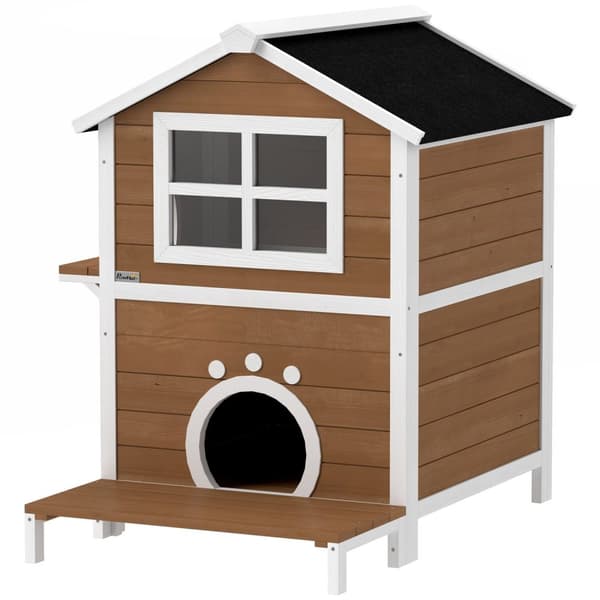 Rootz Outdoor Cat House - Säänkestävä kissansuoja - 2 tarinan kissan koti - irrotettava lattia - 66x66x90cm