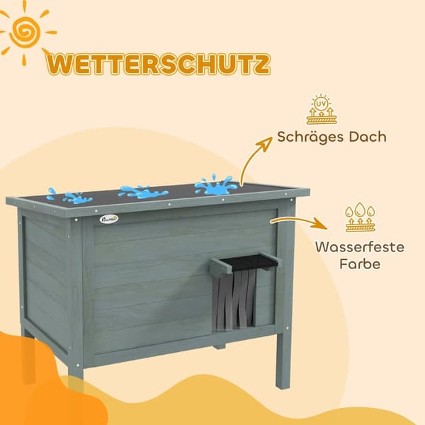 Rootz Outdoor Cat House - Katzenhaus - Vejrbestandig Katzenhüte - Hyggelig isolering - 85 cm x 50 cm x 68,5 cm grå+sort