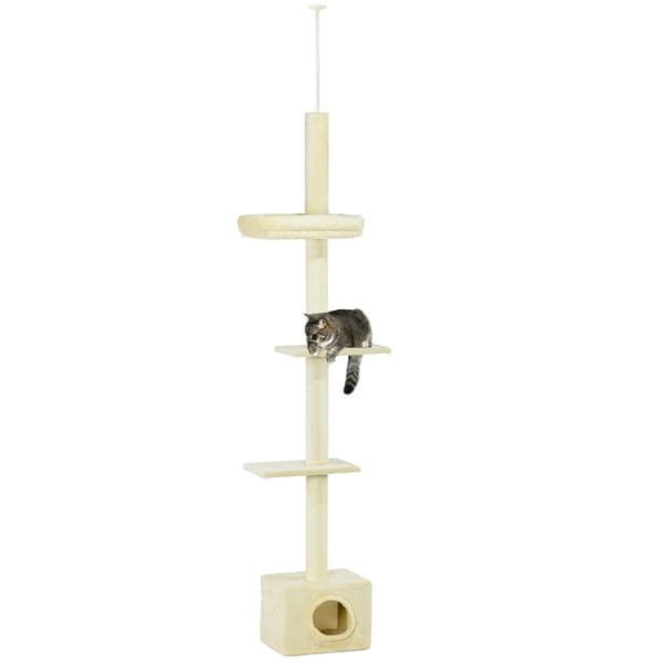 Rootz Scratching Tree Sisal Stem - Cat Tower - Activity Playhouse - Højdejusterbar - 4 niveauer - 40b x 31t x 230-260h cm