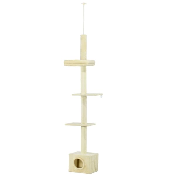 Rootz Scratching Tree Sisal Stem - Cat Tower - Activity Playhouse - Højdejusterbar - 4 niveauer - 40b x 31t x 230-260h cm