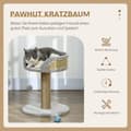Miniatyrbild 4 av 10: Rootz Scratching Tree Cat Bed - Cat Basket - Play Ball - Mjuk plyschkomfort - 40 cm x 40 cm x 49 cm - Grå, brun