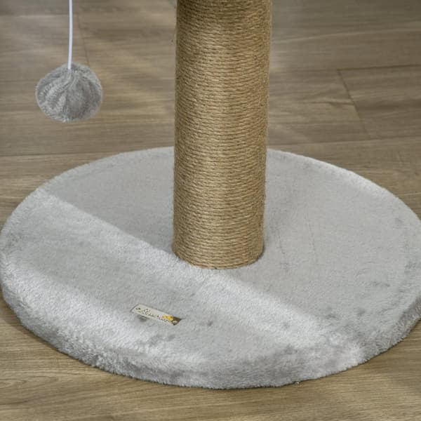Rootz Scratching Tree Cat Bed - Cat Basket - Play Ball - Mjuk plyschkomfort - 40 cm x 40 cm x 49 cm - Grå, brun