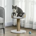 Miniatyrbild 2 av 10: Rootz Scratching Tree Cat Bed - Cat Basket - Play Ball - Mjuk plyschkomfort - 40 cm x 40 cm x 49 cm - Grå, brun