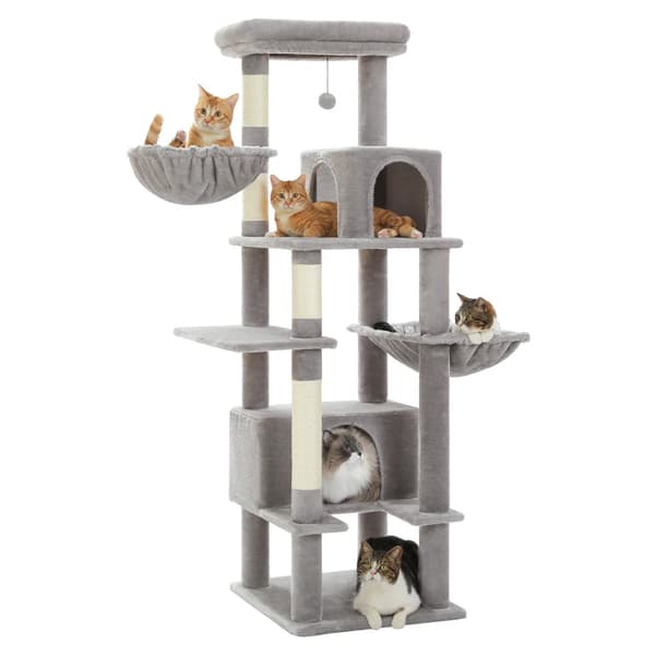 Kattetree, Metal Hængekøje, 2 Store Condos,169cm, AMT0223GY-L