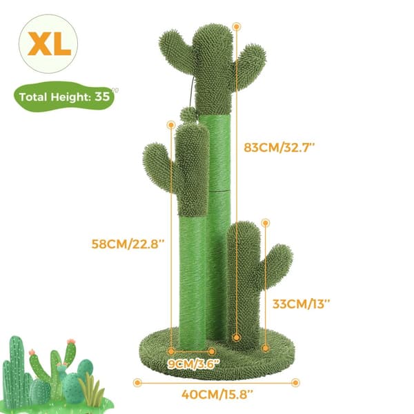Kaktuskissa Raapimapuu, 83CM Korkeus, Interaktiivinen Lelu Mukana,XL, AMT0066GN-XL