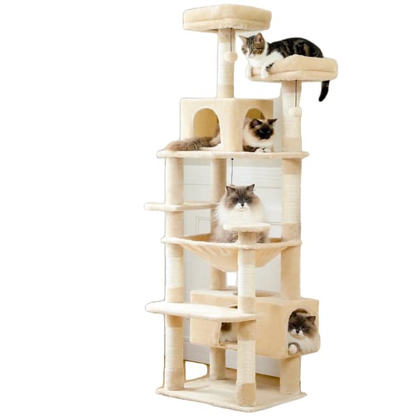 Stor Kat Træ Tårn, 5+ Lag, Sisal Kradsestolper, Flere Platforme,AMT0204BG, M