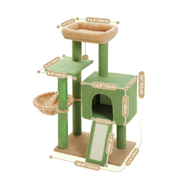 Kaktus Kattträd, Flerplansdesign, Mysig Lägenhet och Hängmatta,AMT0185GN-S, Som bild