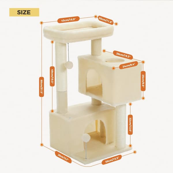 Multi-Level Katte Træ, Flere Hyggelige Lejligheder, Interaktive Kattelegetøj,L, AMT0237BG