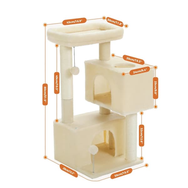 Multi-Level Katte Træ, Flere Hyggelige Lejligheder, Interaktive Kattelegetøj,L, AMT0237BG